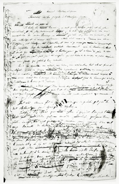 Manuscript on the Advances Made in Pure Analysis, c.1830 by Evariste Galois